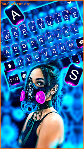 Neon Mask Girl Keyboard Background screenshot