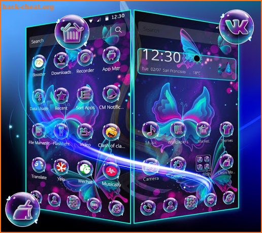 Neon Multi Color Butterfly Theme screenshot