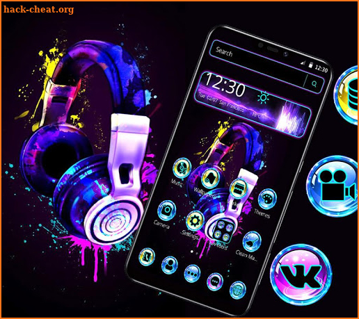Neon Music Headphone Theme screenshot