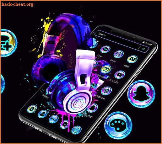 Neon Music Headphone Theme screenshot