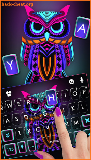 Neon Owl Keyboard Background screenshot