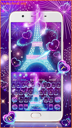 Neon Paris Eiffel Tower Keyboard screenshot