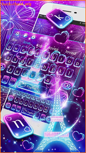 Neon Paris Eiffel Tower Keyboard screenshot