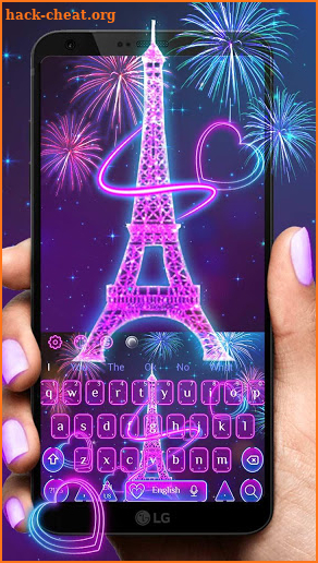 Neon Paris Eiffel Tower Keyboard Theme screenshot