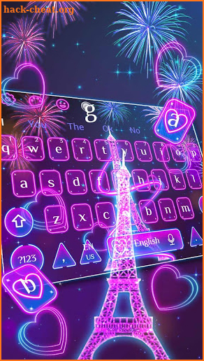 Neon Paris Eiffel Tower Keyboard Theme screenshot