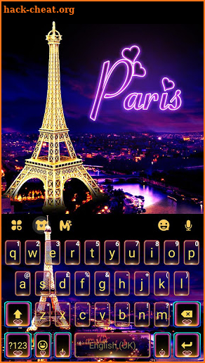 Neon Paris Night Tower Keyboard Theme screenshot