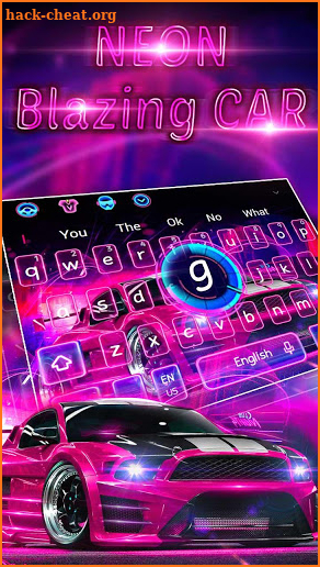Neon Pink Blazing Car Keyboard Theme screenshot