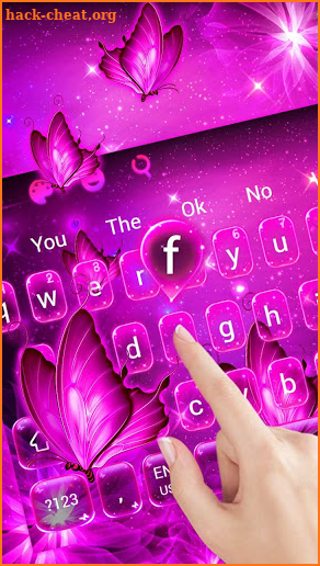 Neon Pink Butterfly Keyboard screenshot