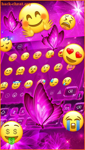 Neon Pink Butterfly Keyboard screenshot