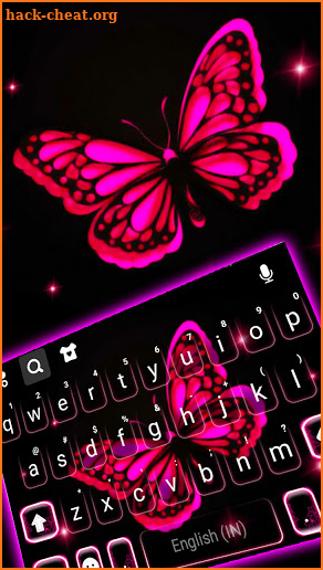 Neon Pink Butterfly Keyboard Background screenshot