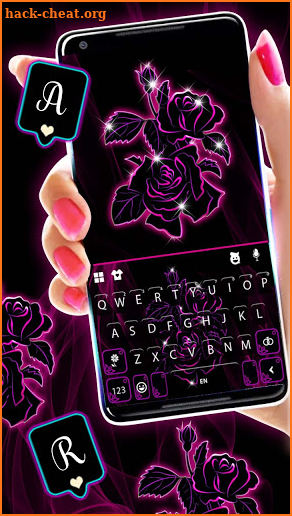 Neon Pink Flowers 2 Keyboard Background screenshot