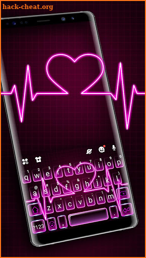 Neon Pink Heart Keyboard Theme screenshot