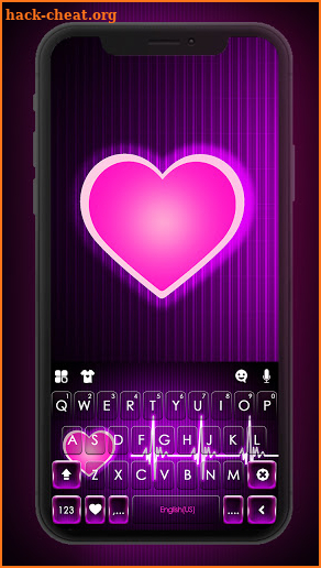 Neon Pink Heartbeat Keyboard Background screenshot