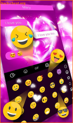Neon Pink Hearts Keyboard Theme screenshot