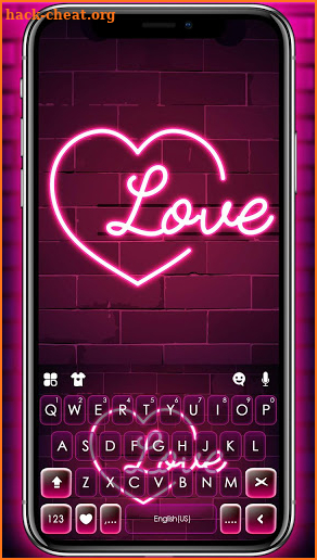 Neon Pink Love Keyboard Theme screenshot