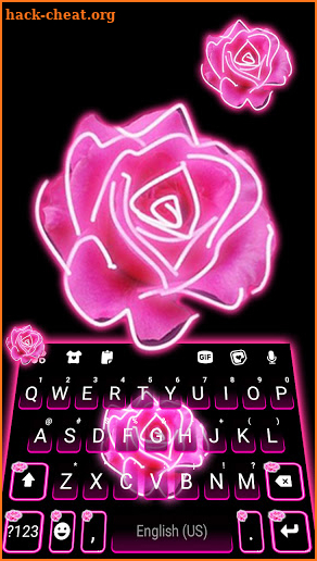 Neon Pink Rose Keyboard Background screenshot