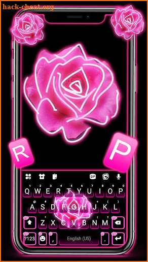 Neon Pink Rose Keyboard Background screenshot