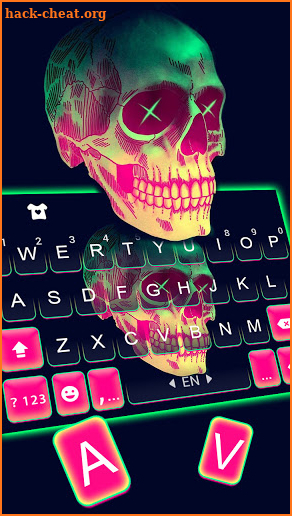 Neon Pink Skull Keyboard Background screenshot