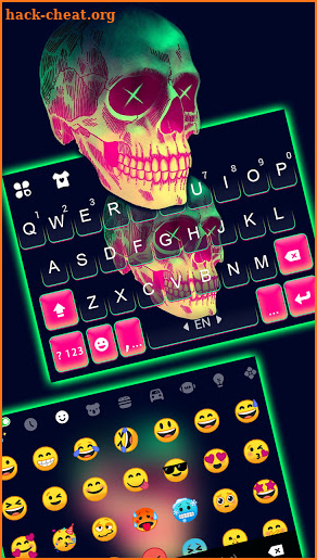 Neon Pink Skull Keyboard Background screenshot