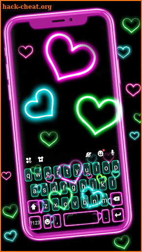 Neon Pop Hearts Keyboard Background screenshot