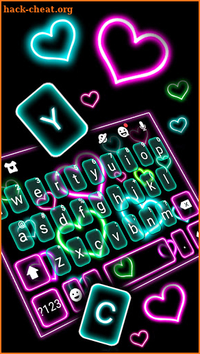 Neon Pop Hearts Keyboard Background screenshot
