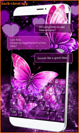 Neon Purple Butterfly Keyboard Theme screenshot