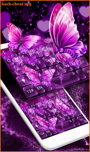 Neon Purple Butterfly Keyboard Theme screenshot