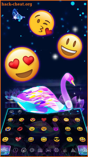 Neon Purple Galaxy Swan Keyboard Theme screenshot