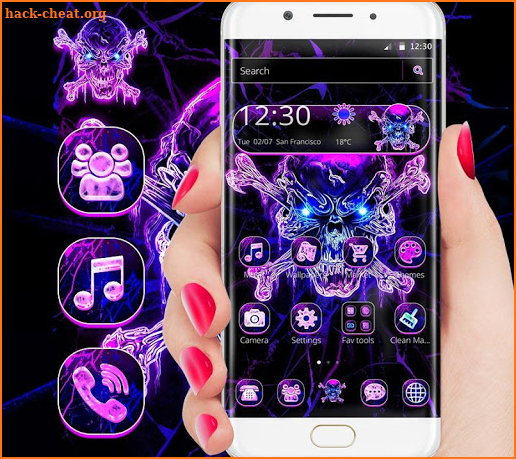 Neon purple skull theme screenshot