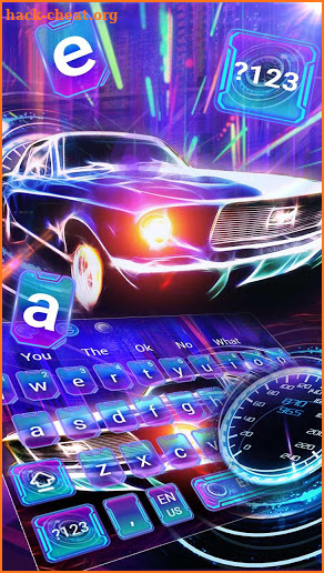 Neon Racing Car Keyboard Theme screenshot