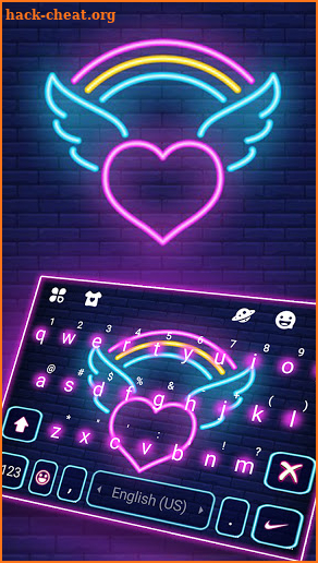 Neon Rainbow Heart Keyboard Background screenshot