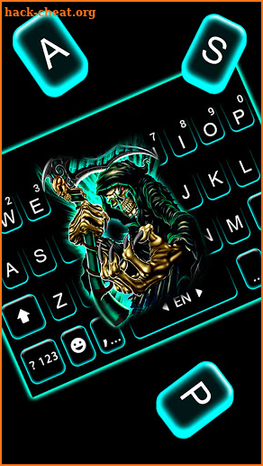 Neon Reaper Skull Keyboard Background screenshot