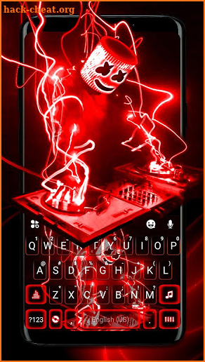Neon Red Cool Dj Keyboard Theme screenshot