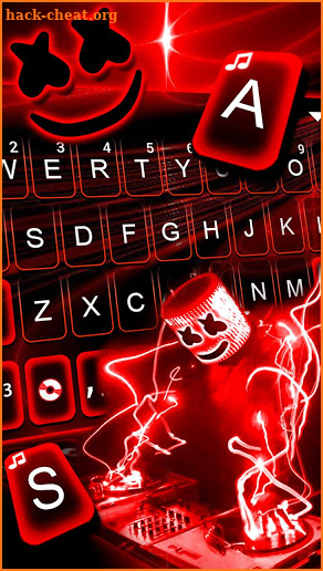 Neon Red Cool Dj Keyboard Theme screenshot