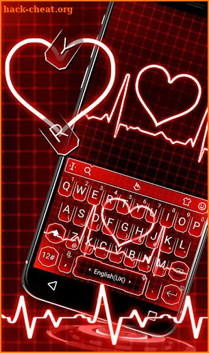 Neon Red Heart Keyboard Theme screenshot