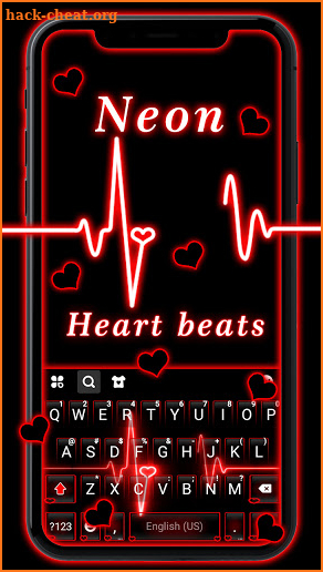 Neon Red Heartbeat Keyboard Theme screenshot