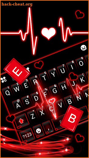 Neon Red Heartbeat Keyboard Theme screenshot