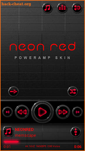 NEON RED Poweramp skin V2 screenshot
