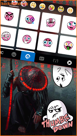 Neon Red Samurai Keyboard Background screenshot