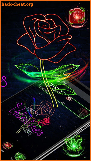 Neon Rose Love 3D Theme 💞🌹 screenshot