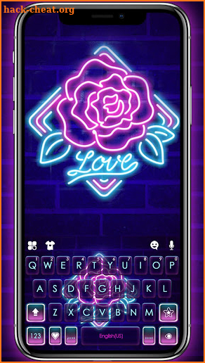 Neon Rose Love Keyboard Theme screenshot