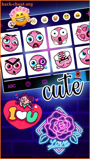 Neon Rose Love Keyboard Theme screenshot