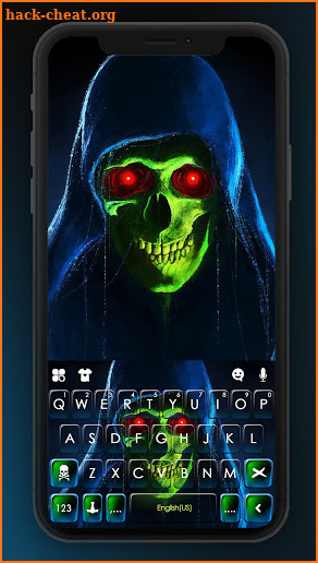 Neon Scary Skull Keyboard Background screenshot
