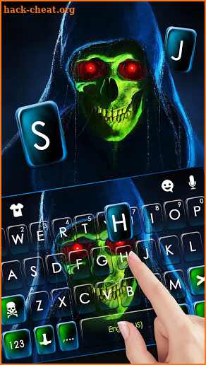 Neon Scary Skull Keyboard Background screenshot