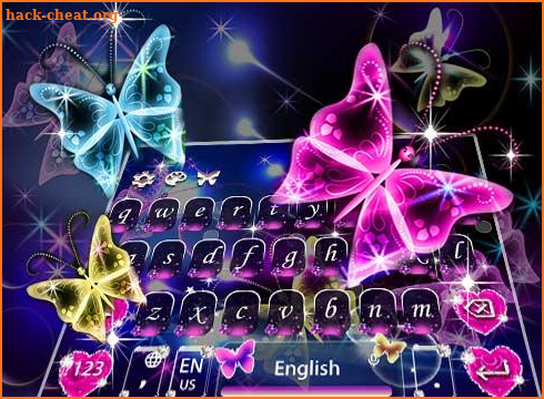 Neon shining Butterfly Keyboard Theme screenshot