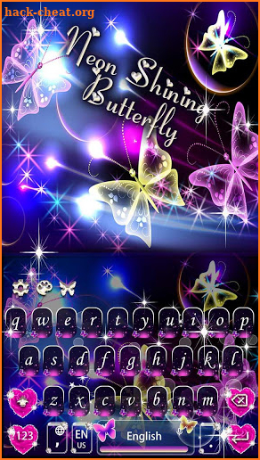 Neon shining Butterfly Keyboard Theme screenshot