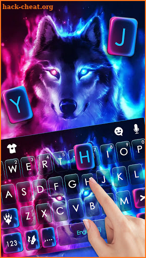 Neon Smokey Wolf Keyboard Background screenshot