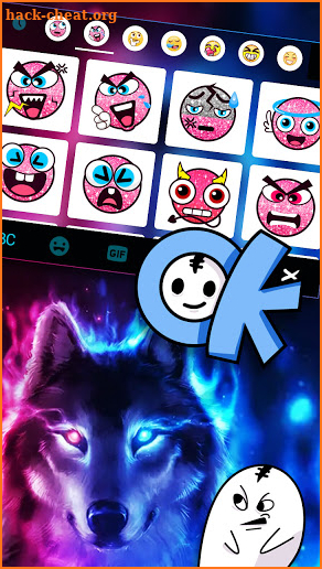 Neon Smokey Wolf Keyboard Background screenshot