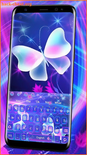 Neon Sparkle Butterfly Keyboard Theme screenshot