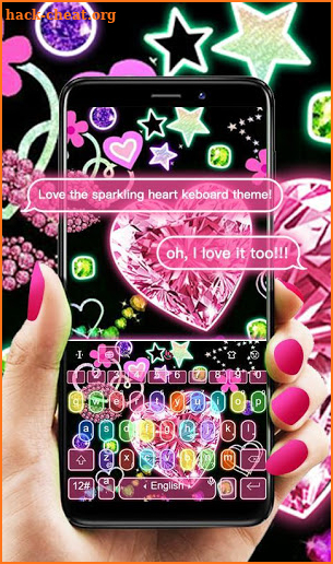 Neon Sparkling Heart Keyboard Theme screenshot